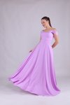 Lila Uzun Omuz Detay Askılı Abiye Elbise