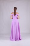 Lila Uzun Omuz Detay Askılı Abiye Elbise