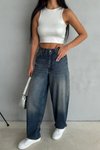 Mavi Koyu Tint Renk Straight Fit %100 Koton Denim
