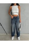 Mavi Koyu Tint Renk Straight Fit %100 Koton Denim