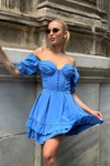 Mavi Mini Owen Sırt Detay Elbise