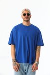 Mavi Pamuklu Unisex Oversize Basic T-shirt