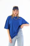 Mavi Pamuklu Unisex Oversize Basic T-shirt