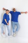 Mavi Pamuklu Unisex Oversize Basic T-shirt