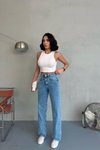 Mavi Punch Tasarım Wide Leg Jean Pantolon