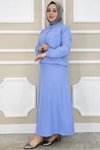 Mavi Yay Desenli İkili Tesettür Takım
