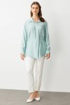 Mint Beli Lastikli Büyük Beden Bluz
