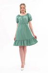 Mint Midi Beli Lastikli Tery Coton Elbise