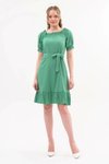Mint Midi Madonna Yaka Kuşak Bağlama Detaylı Elbise