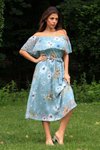 Mint Green Midi Belted Floral Summer Chiffon Dress