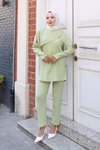 Mint Yeşili Pelerin Detaylı İkili Tesettür Takım