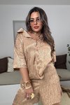 Mocha Moisse Jakarlı Zebra Desen Şortlu İkili Takım