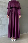 Mor Beril Tesettür Abiye Elbise