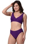 Mor Düz Kruvaze Bikini Takım