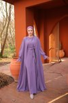 Mor İkili Abaya Tesettür Takım