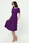 Mor Midi Bisiklet Yaka Krep Elbise