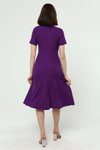 Mor Midi Bisiklet Yaka Krep Elbise