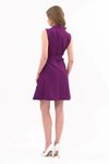Mor Mini Gömlek Yaka Düğmeli Yazlık Elbise