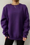 Mor Unisex Oversize Şardonlu Sweatshirt