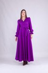 Mor Uzun Kruvaze Yaka Kol Elbise