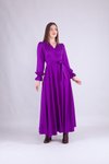 Mor Uzun Kruvaze Yaka Kol Elbise