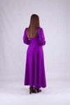 Mor Uzun Kruvaze Yaka Kol Elbise