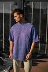 Mor Yıkama Detay Oversize Unisex Penye Tshirt