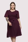 Plum Midi Plus Size Dress with Tie Detail in Chiffon