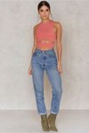 Pembe Bodycon Cutout Göbek Dekolteli Tarz Crop Top Bluz