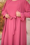Pembe İkili Abaya Tesettür Takım
