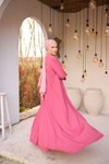 Pembe İkili Abaya Tesettür Takım
