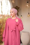 Pembe İkili Abaya Tesettür Takım