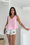 Pembe Keten Bluz