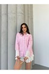 Pembe Kol Ve Yaka Vintage Detaylı Gömlek