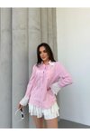 Pembe Kol Ve Yaka Vintage Detaylı Gömlek