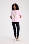 Pembe Limon Baskılı Oversize T-shirt