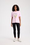 Pembe Limon Baskılı Oversize T-shirt