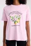 Pembe Limon Baskılı Oversize T-shirt