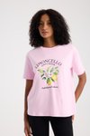 Pembe Limon Baskılı Oversize T-shirt