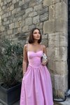 Pembe Midi Askılı Linor Gipe Detay Elbise