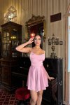 Pembe Mini Askılı Cindy Sırt Bağlama Tasarım Elbise