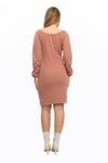Pembe Mini Vücuda Oturan Kışlık Örme Elbise