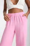 Pembe Müslin Oversize Palazzo Pantolon