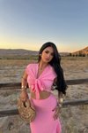 Pembe Önden Bağlamalı Crop Asimetrik Yırtmaçlı Etek İkili Takım