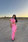 Pembe Önden Bağlamalı Crop Asimetrik Yırtmaçlı Etek İkili Takım
