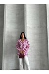 Pembe Oversize Saten Desenli Rahat Gömlek