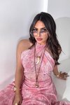 Pembe Şifon Simli Yansımalı Bluz