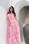 Pembe Şifon Simli Yansımalı Bluz