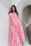 Pembe Şifon Simli Yansımalı Bluz