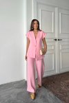 Pembe Yelekli Pantolonlu Düğmeli Alt Üst İkili Takım